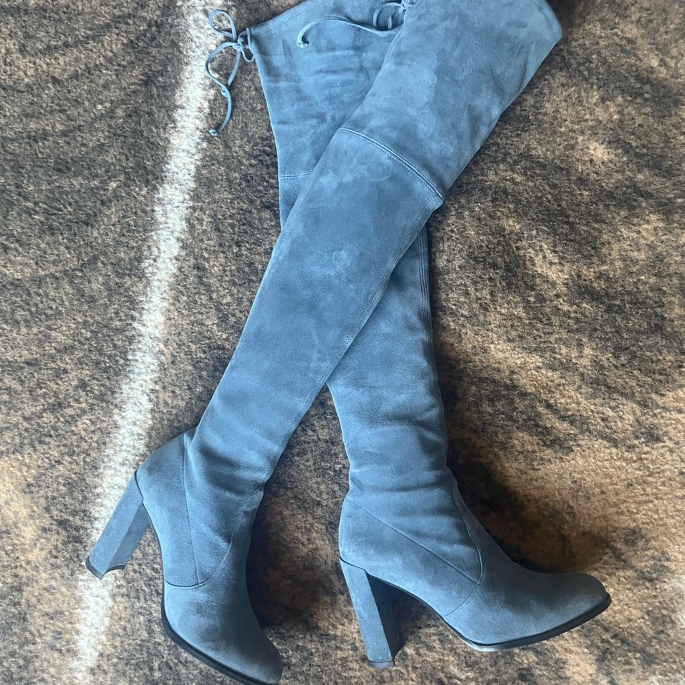 Stuart Weitzman Hiline Over the Knee Boots Denim With Box and Dustbag Excellent